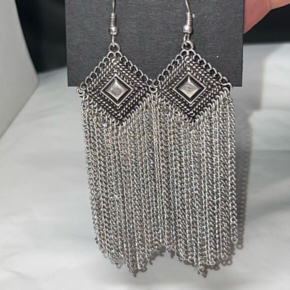 Gennaro Boho Long Chain Fringe Earrings - Picture 2 of 8